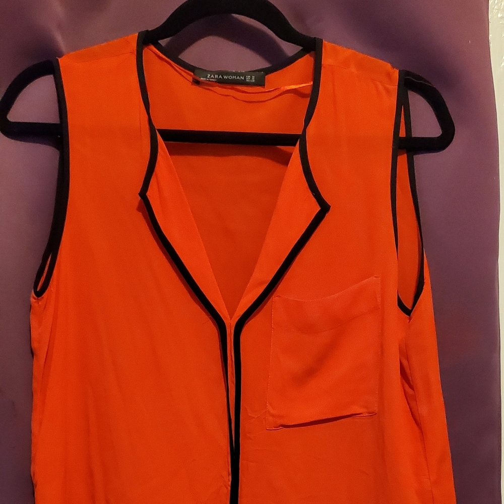 Sleeveless Blouses Orange/ Red
